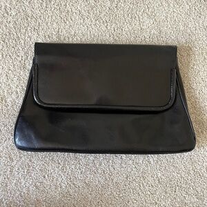 DAVISONS Vintage Black Italian Leather Clutch Handbag